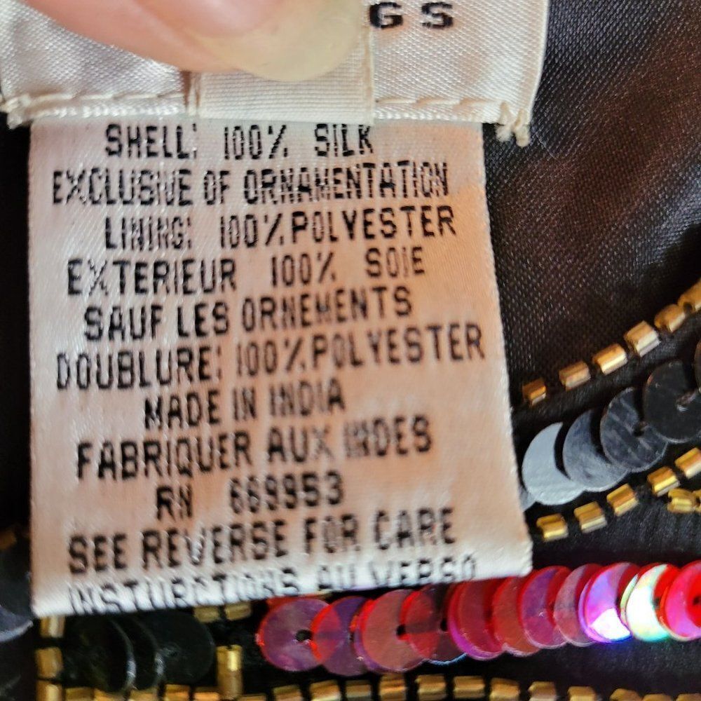 Vtg 80's Leslie Fay Formal Silk Rainbow Geometric Stained Glass Sequin Blazer Sz - Picture 10 of 10